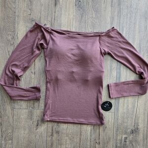 NEW Klassy Network Off-Shoulder Long Sleeve Top in Brown Size S